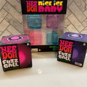 Needoh 2 Fuzz Balls AND Nice Ice Baby set